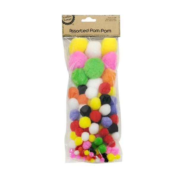 PomPom  Assorted Colours Size Pk 100